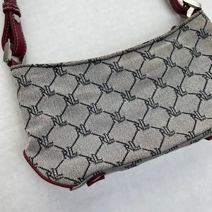 Vintage Authentic Ralph Lauren Denim Monogram Shoulder Bag Pouchette Tote